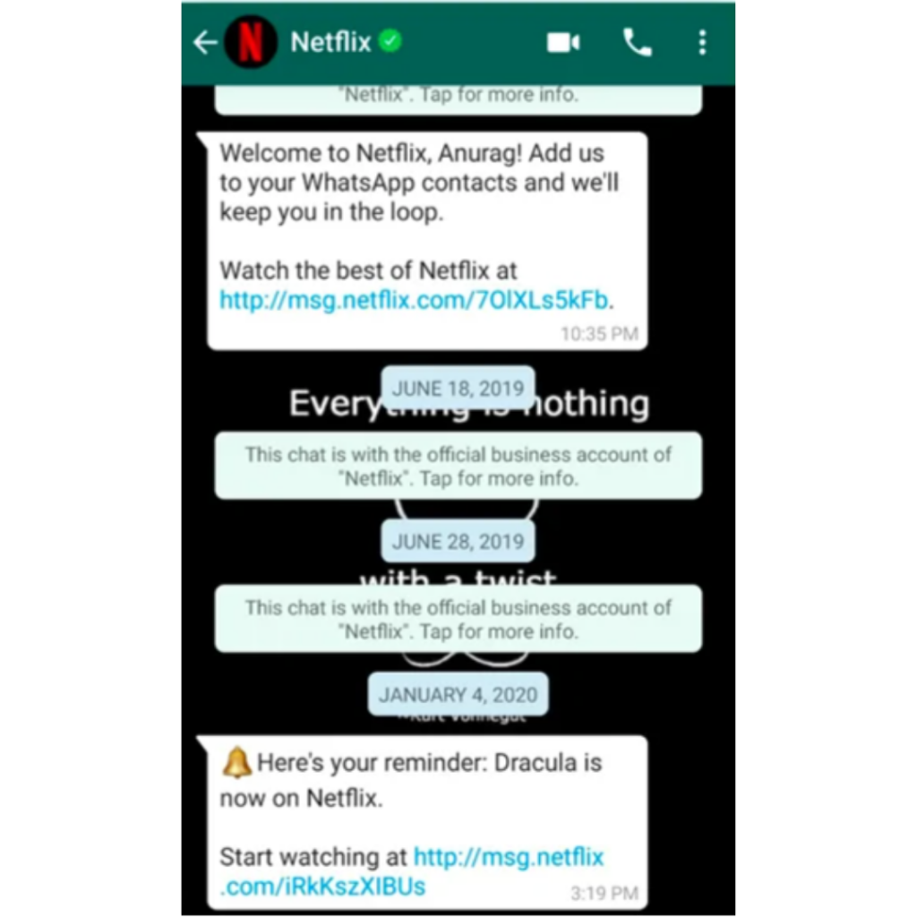 Netflix- personal reccomendation screenshot | WhatsApp Marketing | Hippo 