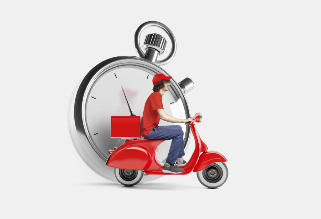 Delivery rider with clock