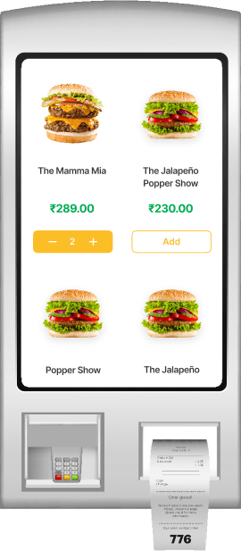 Kiosk screen used in restaurants
